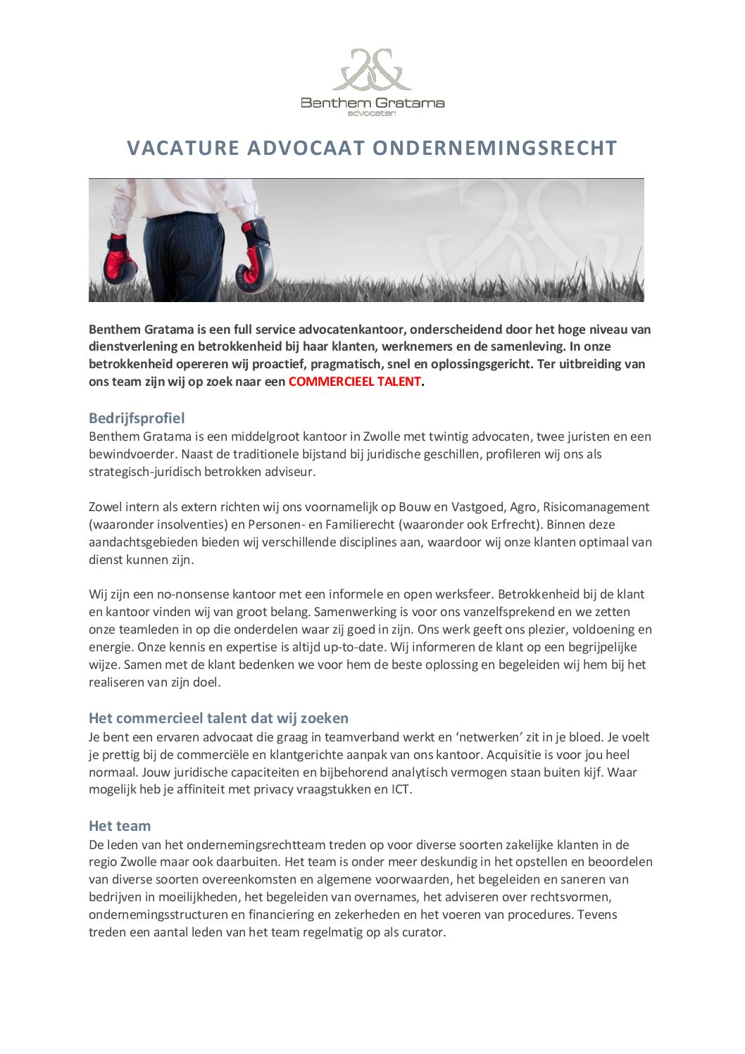 Vacature advocaat ondernemingsrecht &#8211; Benthem Gratama 2017